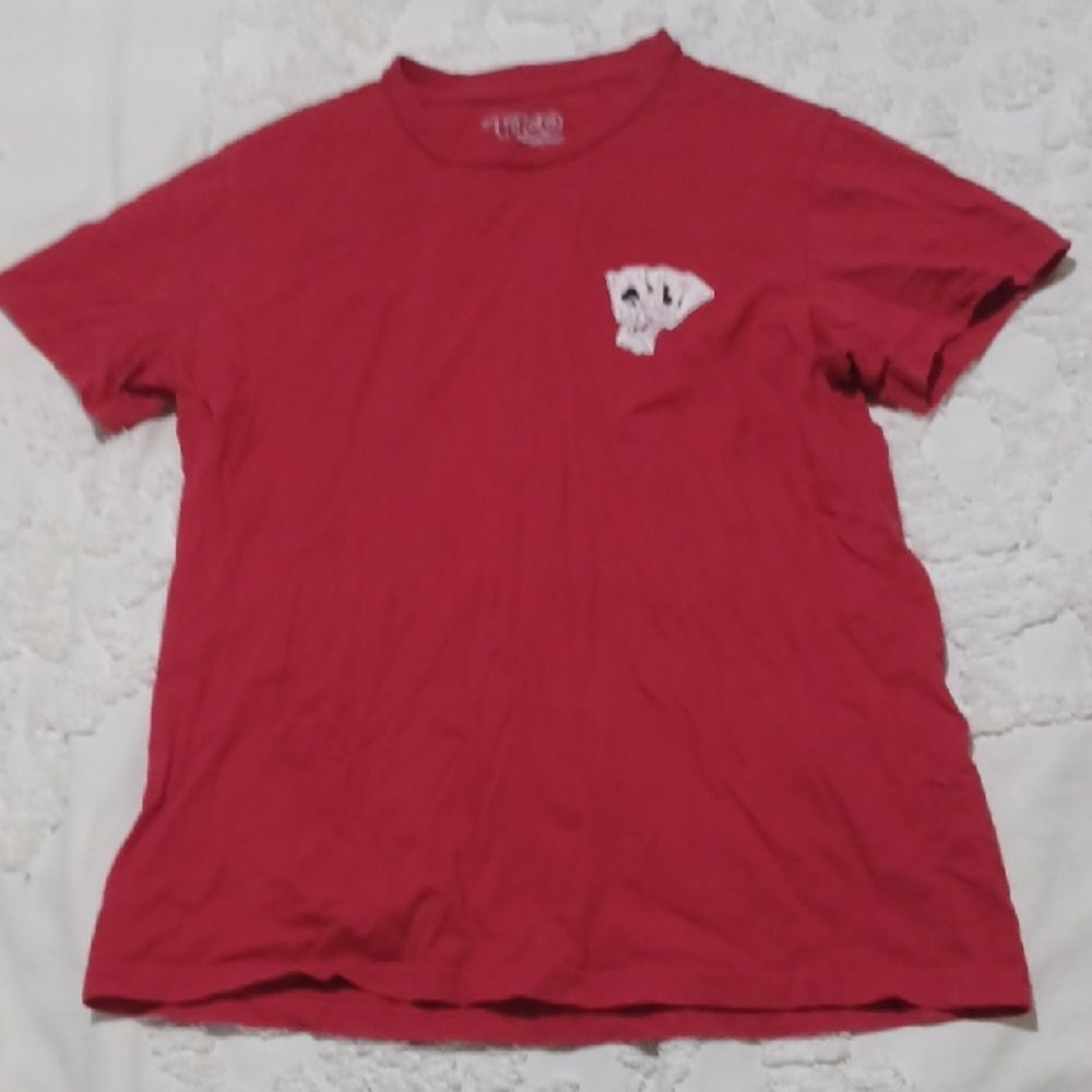 Taco Tuesday Red Skull Skeleton Hand Playing Cards Graphic T-Shirt Size S